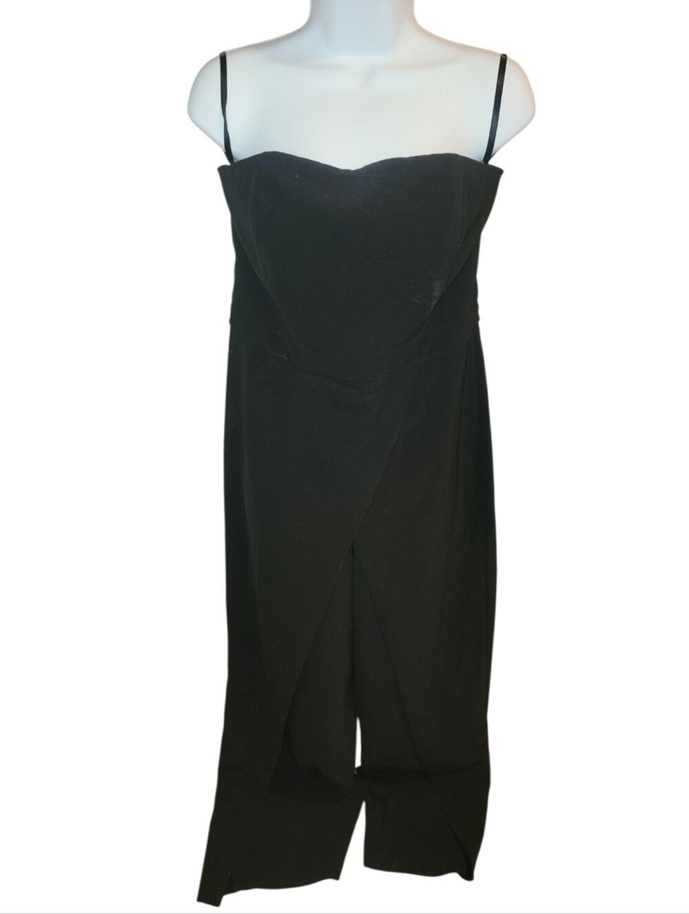 White House Black Market Convertible Strapless Split-Leg Jumpsuit Black 8 NWT